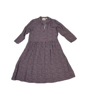 Anthropologie MAEVE Tiered Dress Sz S Short Navy Geometric Print 3/4 Sleeve